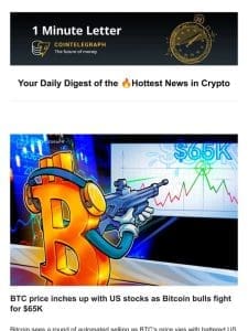 BTC ?bulls fight back as price inches upward. & Other News