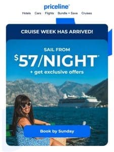 Cruise Week = fares from $57/night (ends Sunday!)