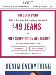 Denim E-V-E-R-Y-T-H-I-N-G (+ all jeans ship free!)