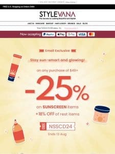 Don’t Miss Out!☀️25% OFF ALL Sunscreen!