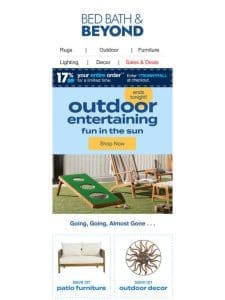 ENDS TONIGHT: The Outdoor Entertaining Event