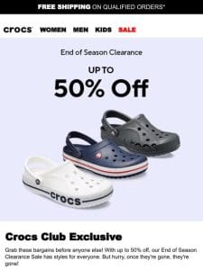 End of Season Clearance – Up to 50% off!