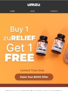 Exclusive Offer: Buy 1 zuRelief， Get 1 FREE – Hurry While Supplies Last!