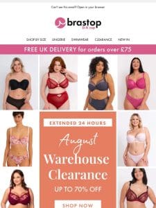 Exclusive offer! August Warehouse Clearance EXTENDED 24 HOURS