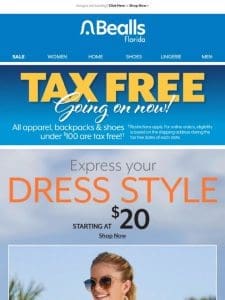 Express your DRESS style… starting at $20!