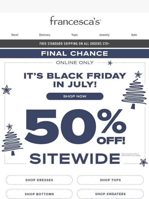 FINAL HOURS: 50% OFF ENDS TONIGHT