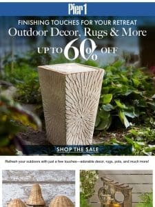 Fresh Outdoor Finds: Up to 60% Off Decor & Rugs!