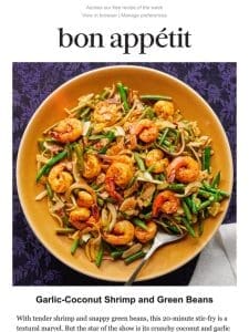 Garlic-coconut shrimp and green beans