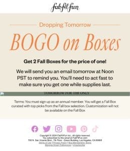 Get 2 Fall Boxes for price of 1 – Dropping TOMORROW!