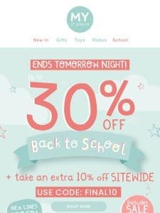 Go， go， go   10% off sitewide ends soon!