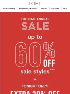 HOURS LEFT: Up to 60% off sale + EXTRA 20% off