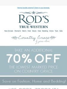 HURRY-Last Day for an Additional 70% Country Grace!