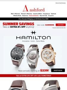 Hamilton Style， Affordable Prices: Watches from $239!