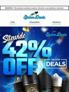 Hot August Sale: 42% OFF Sitewide at eJuice Deals!