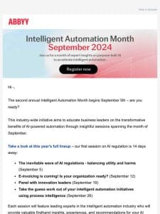 Intelligent Automation Month 2024 begins September 5th