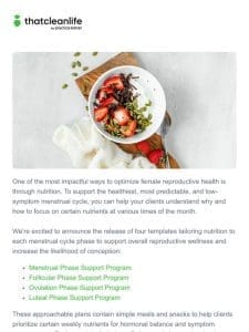 Introducing new Fertility Nutrition Support Programs