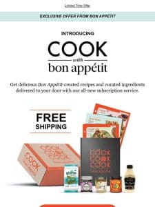 Introductory Sale! Get the NEW Cook with Bon Appétit Box Subscription and SAVE $20