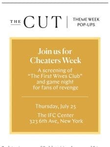 Join us for a Cheaters Week screening on July 25 at the IFC Center