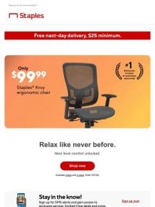 Just $69.99 for the Staples Kelburne Chair (seriously).