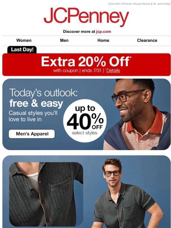 King of casual?   Up to 40% Off laidback looks