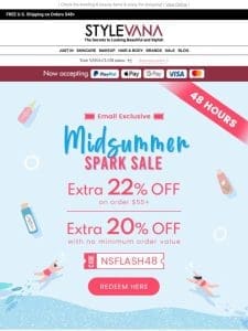 [LAST 24 Hrs] Celebrate with Midsummer Spark Sale: Extra 20-22% Off!