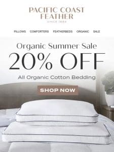 Luxurious Organic Cotton Bedding is 20% OFF