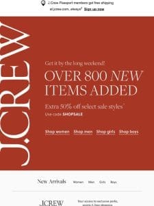 Major upgrade: extra 50% off select sale， with 852 just-added items