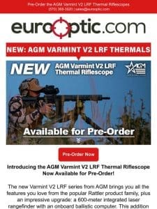 NEW: Pre-Order the AGM Varmint V2 LRF Thermal Riflescopes!