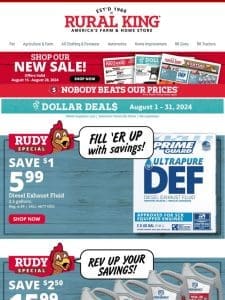 New Deals Alert! Save on Rudy Specials – $1 Off DEF 2.5gal & Providence Full Synthetic Oil 5qt. Now $15.99 & More Savings!