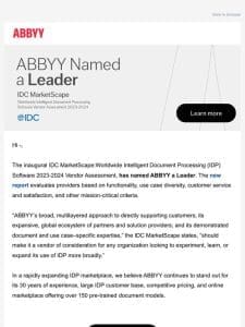 New report: ABBYY named a Leader in IDP software