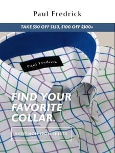 Non-iron shirts with your choice of collar.