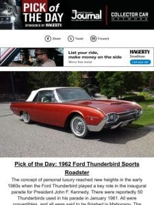 Pick of the Day: 1962 Ford Thunderbird Sports Roadster