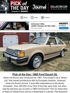 Pick of the Day: 1985 Ford Escort GL