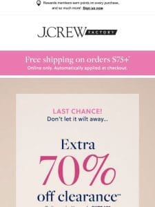 Psst! Extra 70% off clearance + 50% off EVERYTHING else + freeee shipping…