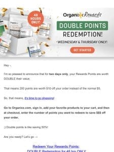 Rewards points = DOUBLE value