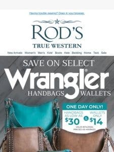 SAVE On Select Wrangler Handbags & Wallets