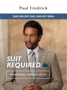 Save $100 on a wool stretch suit.