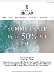 Shop By Size Up to 50% Off – Summer Sale