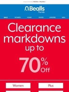 Shop Clearance up to 70% off!