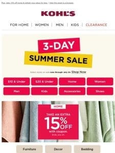 Shop the 3-DAY SUMMER SALE in 3， 2， 1 … Go! ??