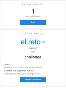 SpanishDictionary.com Daily Lesson — Review Your Words and Learn “el reto”