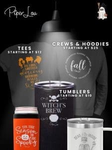 Spooky Sale， starting at $10! $25 Crewnecks and Hoodies， $15 Mugs + MORE