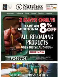 Take 8% off ALL reloading products