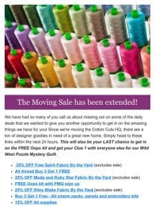 The Moving Sale Has Been Extended!