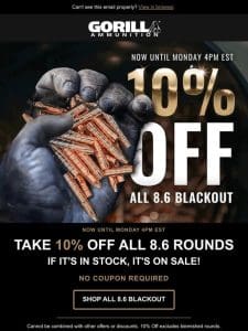 This Weekend， Take  % OFF All 8.6 Rounds!