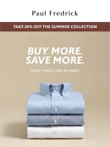 Three non-iron shirts， big savings.