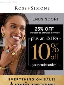 ? Time’s tickin’… Shop NOW to get an extra 10% off your entire jewelry order!