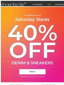 Today Only: 40% Off Sneakers & Denim