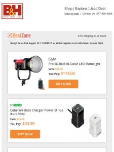 Today’s Deals: GVM Pro Bi-Color LED Monolight， Uncaged Cube Wireless Charger Power Strips， IOGear USB-C 8K Nano Dock Pro， Sachtler Camporter Camera Bag & more