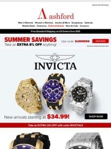 Unbeatable Invicta Deals: Watches Starting at $34.99!